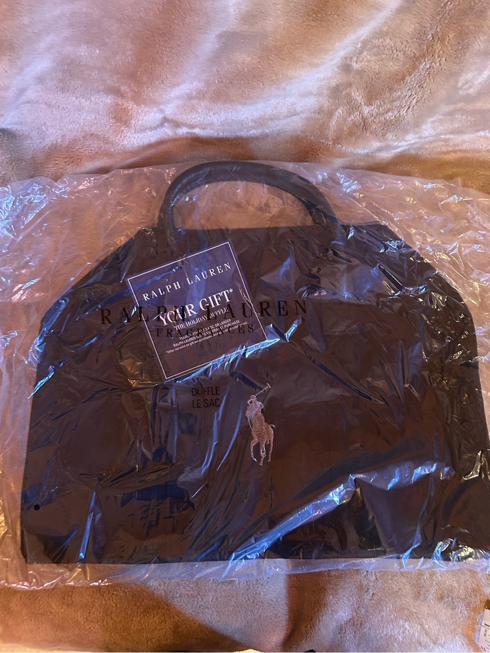 Ralph Lauren Black Travel Duffel with Embroidered Polo #1